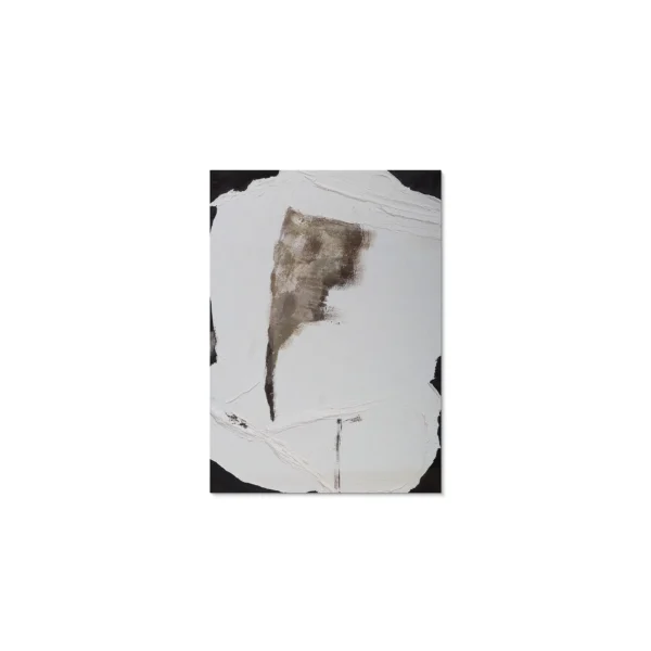 Torn Plaster on Black Abstract Wall Art, 50 x 70 cm in ivory — in a room setting