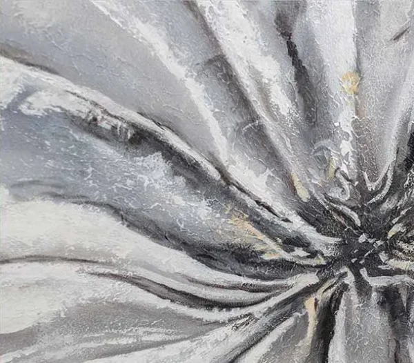 Silver Bloom Painting in Black Frame, 50 x 50 cm — detail