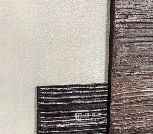Brown Square and Black Line Textured Wall Art, 80 x 120 cm in clay — detail
