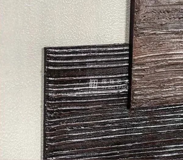 Brown Square and Black Line Textured Wall Art, 80 x 120 cm in clay — detail