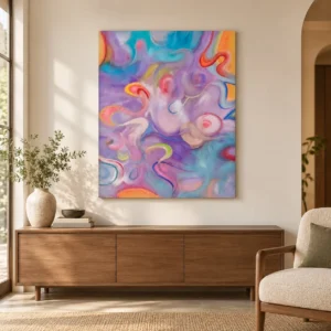 Swirling Pastel Abstract in plum — front view
