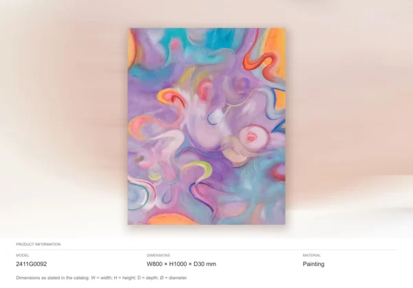 Swirling Pastel Abstract in plum — dimensions