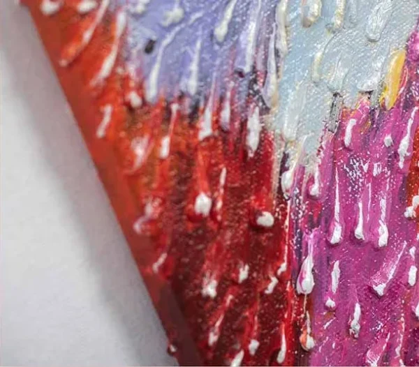Rainbow Mosaic Textured Painting in White Frame, 80 x 80 cm — detail