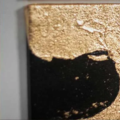 Gold Splash on Black Tile Grid in Black Frame, 130 x 90 cm — detail