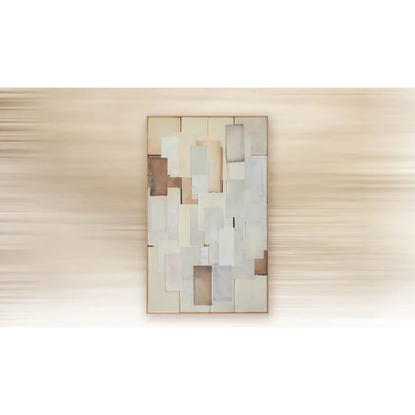 Layered Paper Tile Relief in oatmeal — in a room setting