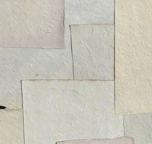 Layered Paper Tile Relief in oatmeal — detail