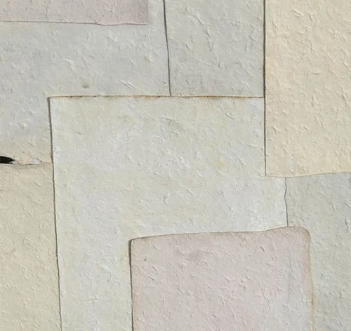 Layered Paper Tile Relief in oatmeal — detail