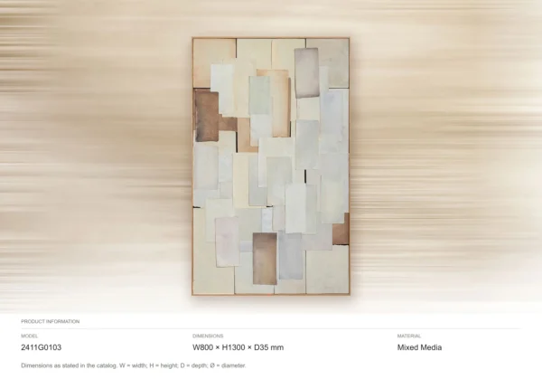 Layered Paper Tile Relief in oatmeal — dimensions