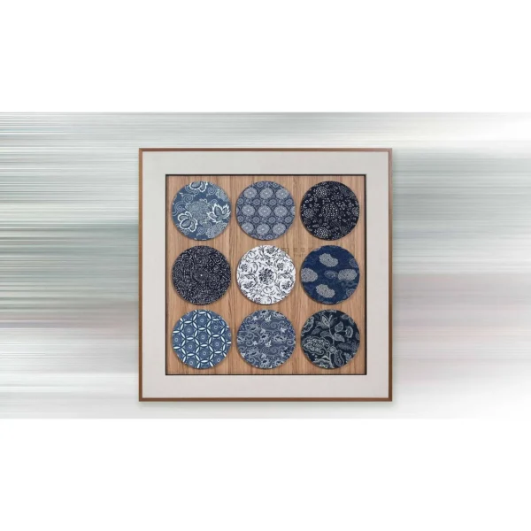 Blue and White Porcelain Disc Grid in blue — in a room setting