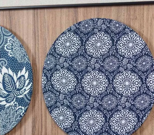 Blue and White Porcelain Disc Grid in blue — detail