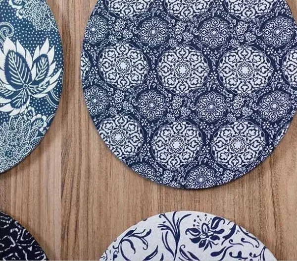 Blue and White Porcelain Disc Grid in blue — detail