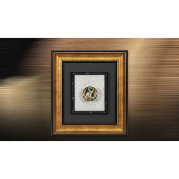 Crackle Tile in Gold and Black Frame, 45 x 50 cm — in a room setting