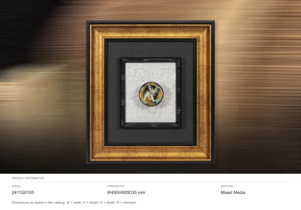 Crackle Tile in Gold and Black Frame, 45 x 50 cm — dimensions