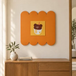Scalloped Orange Wall Art in rust — front view