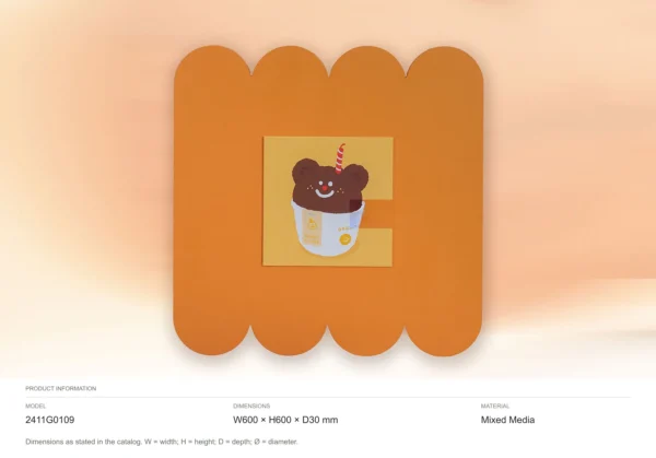 Scalloped Orange Wall Art in rust — dimensions