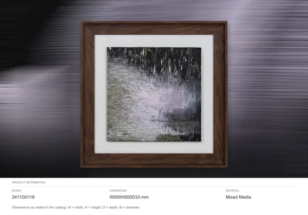 Lilac Rain Abstract in Walnut Frame, 50 x 50 cm — dimensions