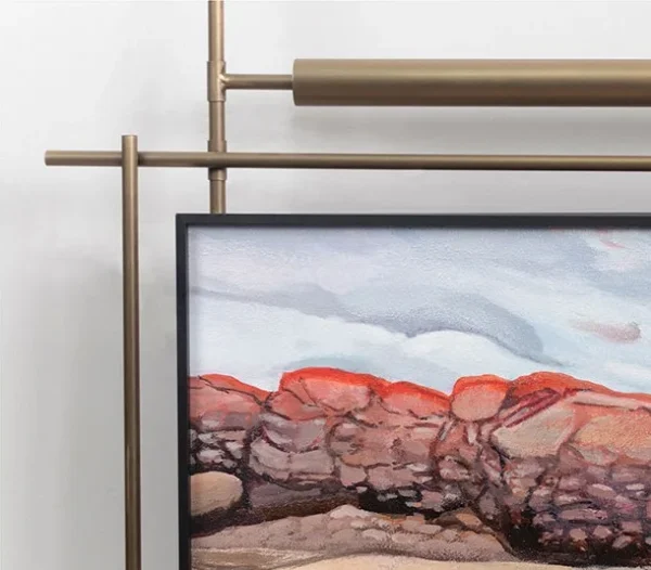 Layered Rock Landscape on Brass Rods, 70 x 100 cm in rust — detail