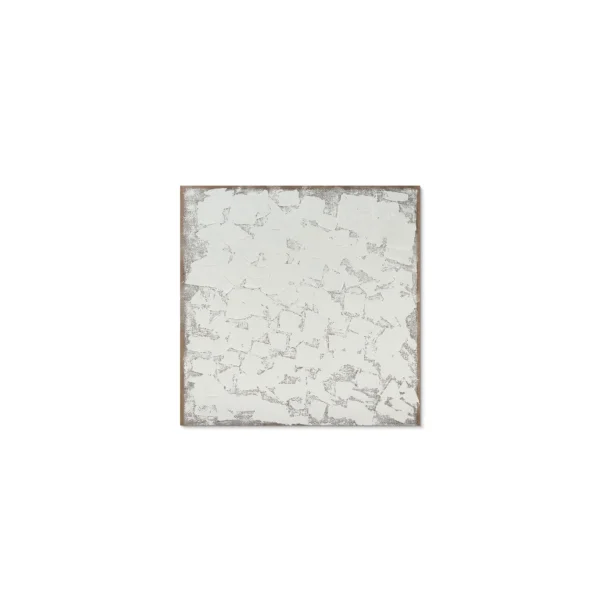 White Crackle Plaster Wall Art, 100 x 100 cm in ivory — in a room setting