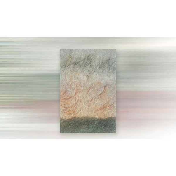 Coral Grass Horizon Textured Wall Art, 80 x 120 cm in rose stone — in a room setting
