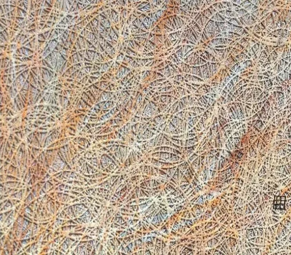 Coral Grass Horizon Textured Wall Art, 80 x 120 cm in rose stone — detail