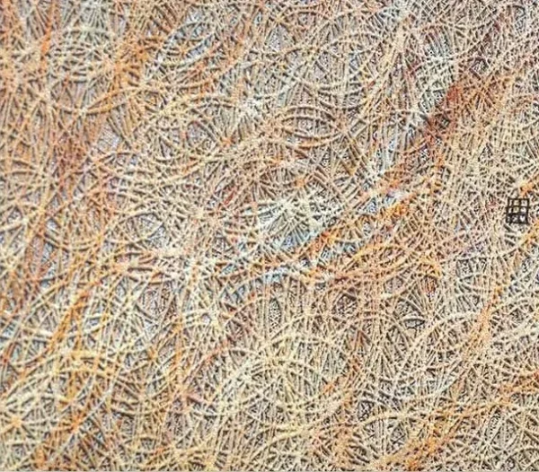 Coral Grass Horizon Textured Wall Art, 80 x 120 cm in rose stone — detail