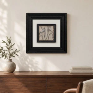 Small Marble Fragment in Double Black Frame, 45 x 45 cm — front view