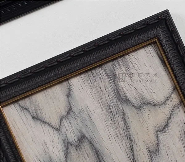Small Marble Fragment in Double Black Frame, 45 x 45 cm — detail