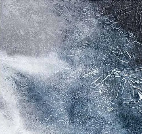 Ink and Ice Abstract Painting in Black Frame, 90 x 135 cm — detail