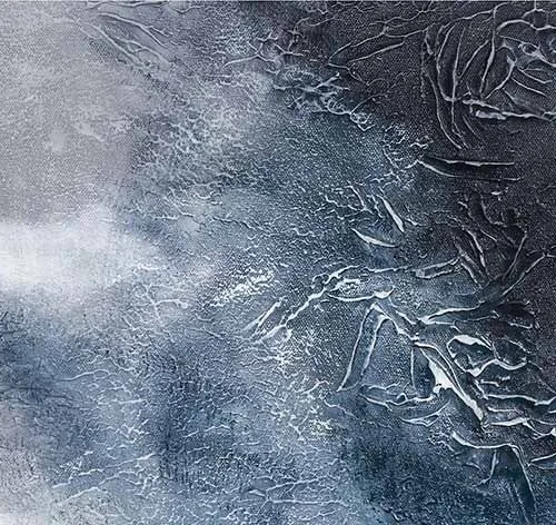 Ink and Ice Abstract Painting in Black Frame, 90 x 135 cm — detail