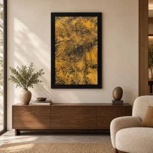Gold Palm Frond Textured Wall Art in brushed brass — front view