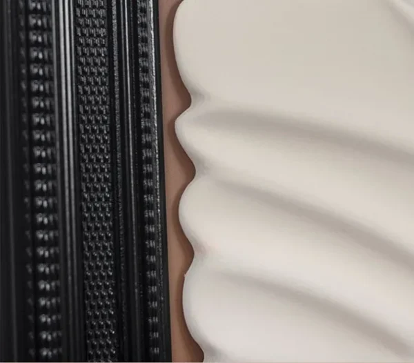 White Plaster Swirl Relief in Black Frame, 45 x 45 cm — detail