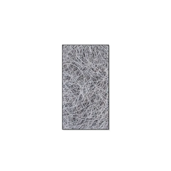 Tall Silver Thread Tangle Wall Art in silver — in a room setting