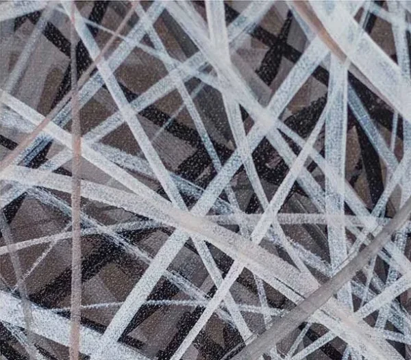 Tall Silver Thread Tangle Wall Art in silver — detail