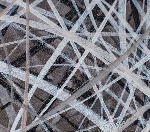 Tall Silver Thread Tangle Wall Art in silver — detail