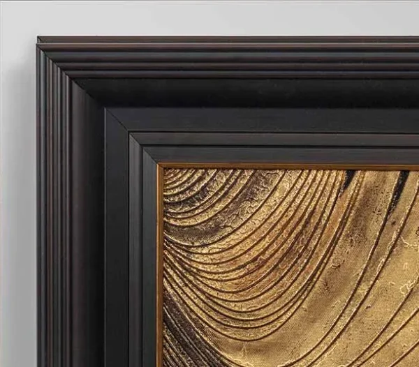 Gold Grain Sweep Relief in Black Frame, 90 x 90 cm — detail