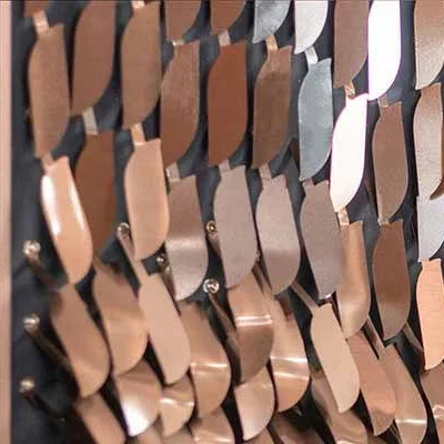 Monumental Copper Scale Relief Wall Art, 268 x 160 cm in bronze — detail