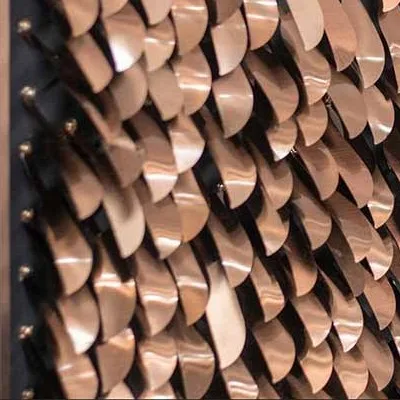 Monumental Copper Scale Relief Wall Art, 268 x 160 cm in bronze — detail
