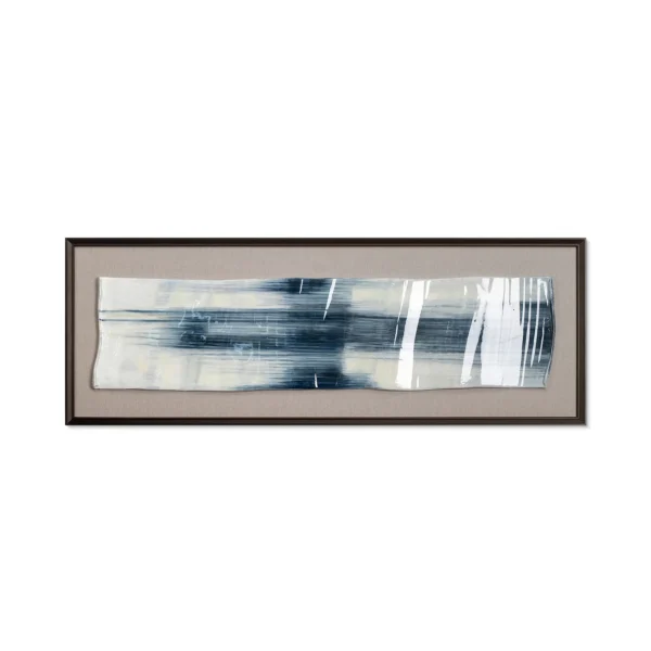 Panoramic Ink Streak Painting in Grey Frame, 125 x 45 cm — in a room setting