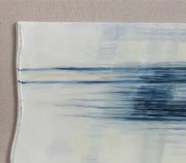 Panoramic Ink Streak Painting in Grey Frame, 125 x 45 cm — detail