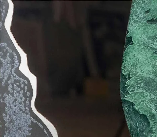 Malachite Coast on Copper Textured Wall Art, 80 x 120 cm in olive — detail
