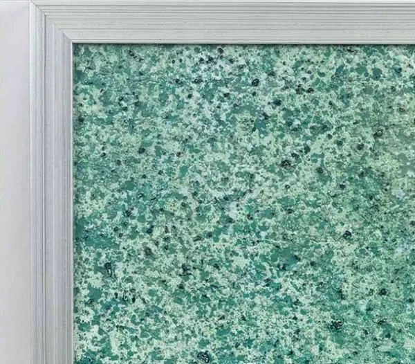 Green Speckle Fade Painting in Light Frame, 80 x 80 cm — detail