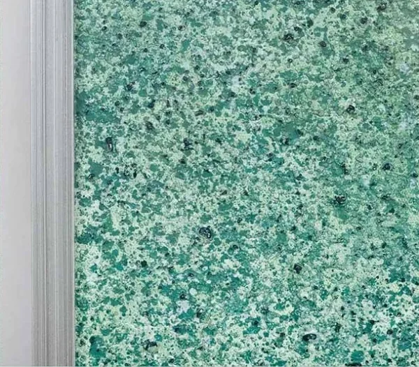 Green Speckle Fade Painting in Light Frame, 80 x 80 cm — detail