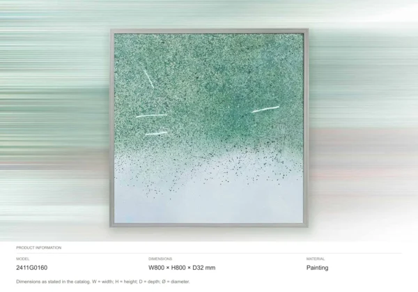 Green Speckle Fade Painting in Light Frame, 80 x 80 cm — dimensions