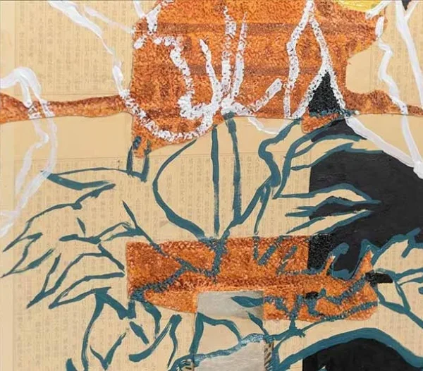 Wide Floral Collage in Slim Frame, 160 x 106 cm — detail