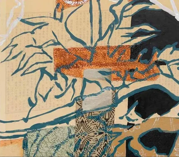 Wide Floral Collage in Slim Frame, 160 x 106 cm — detail