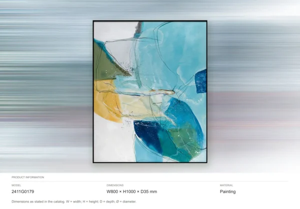 Aqua and Yellow Abstract Painting in blue — dimensions