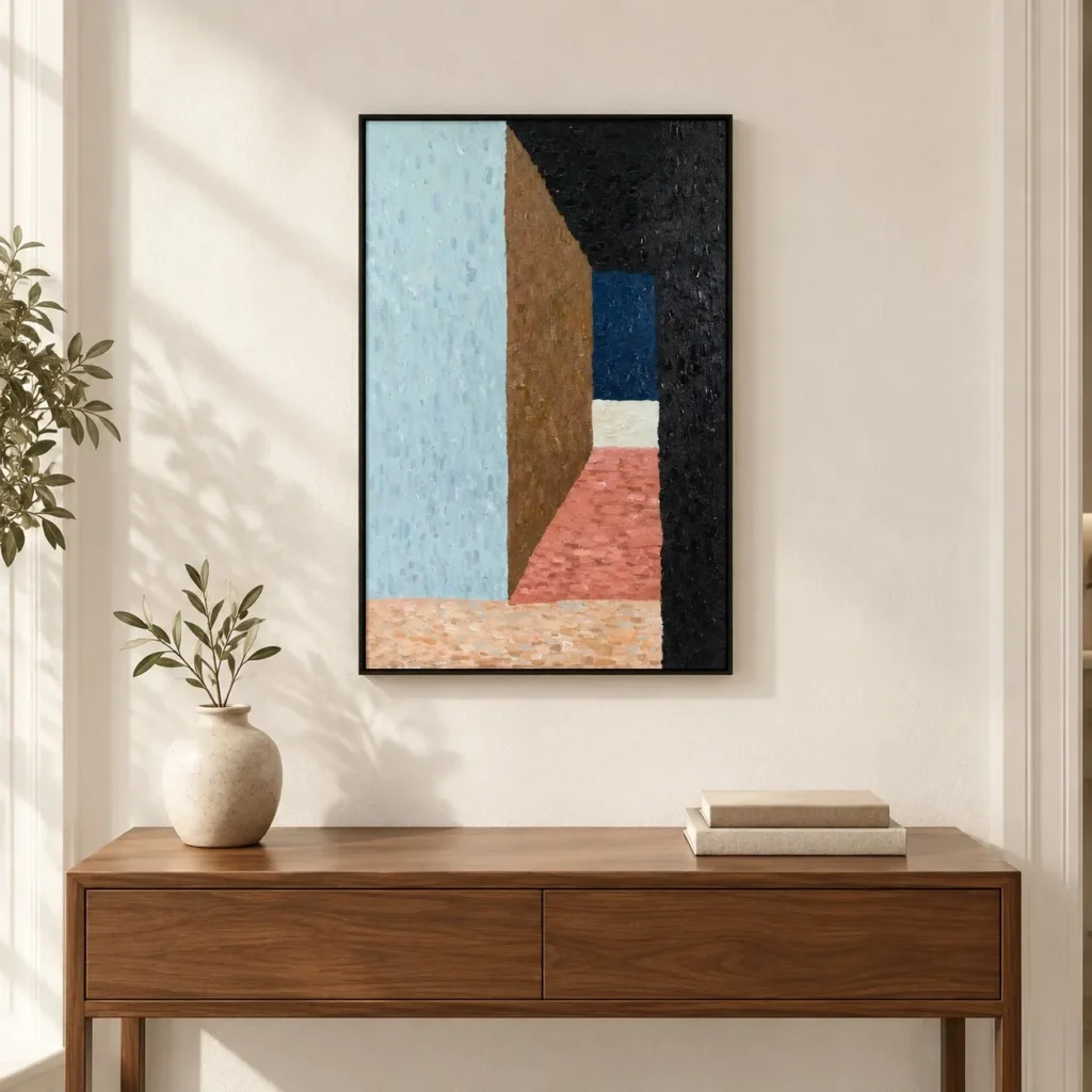 Architectural Colour Block Painting in blue — front view