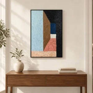 Architectural Colour Block Painting in blue — front view