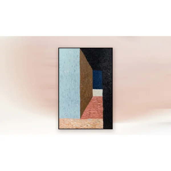 Architectural Colour Block Painting in blue — in a room setting