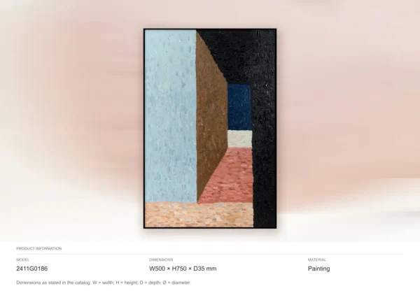 Architectural Colour Block Painting in blue — dimensions